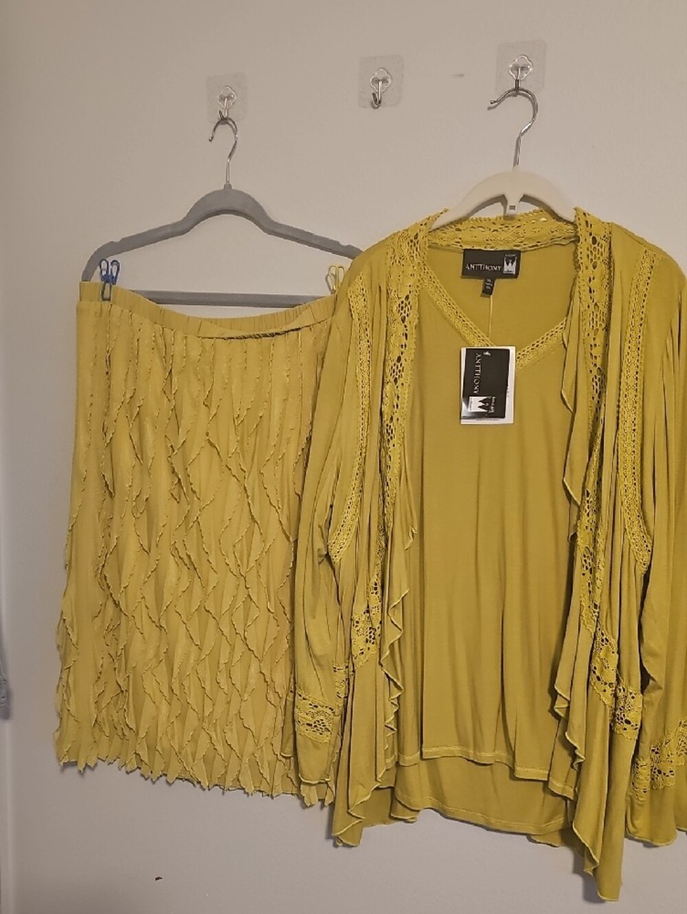 NEW NWT Anthony Originals 3-Piece Boho Set XL Mustard